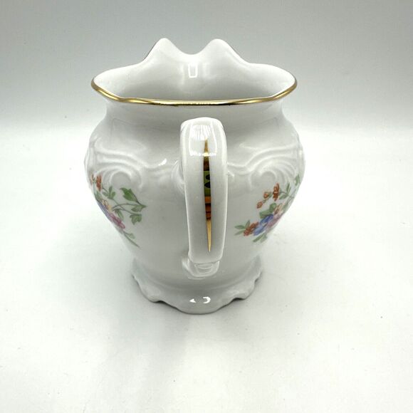 Royal Kent Poland Pitcher Sugar Creamer Pink Floral Embossed Gold Trim - Picture 2 of 12